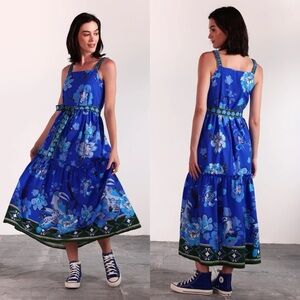 Maude Vivante Sapphire Florals Andi Midi Dress